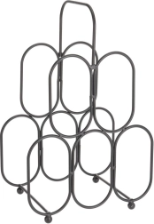 Soporte metálico para vino, negro, 5 botellas 27 × 40,5 cm