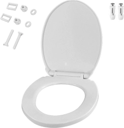 Asiento de inodoro con cierre lento, universal, blanco