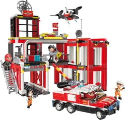 Qman MineCity central de bomberos – set de construcción para niños