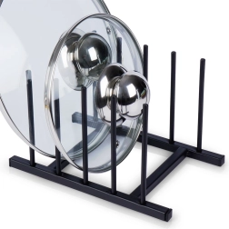 Soporte metálico para tapas y platos, negro 19,5 × 12,5 × 12 cm