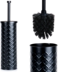 Escobilla de WC metálica negra con soporte 38 × 10 cm