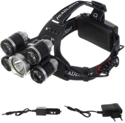 Linterna frontal 5× LED CREE T6 con batería recargable