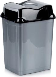 Papelera de plástico de 28 l con tapa basculante, gris
