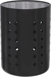 Soporte negro de acero inoxidable para cubiertos