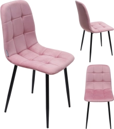 Silla tapizada de velour para comedor y sala de estar, rosa
