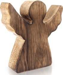 Figura navideña de ángel de madera de mango 10 cm