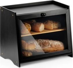 Panera de bambú Vilde de dos niveles en color negro 40 × 25 × 33,5 cm