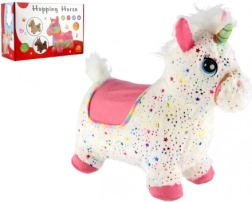 Saltador de peluche con forma de unicornio con sonido, blanco con estrellitas