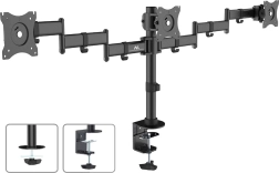 Soporte de escritorio para 3 monitores con brazos dobles 13–27 cm, 8 kg