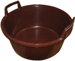 Barreño de plástico de 56 cm con asas, marrón, 40 l