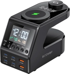 Despertador con estación de carga BlitzWolf BW-FW10, 2× USB‑A, 4× USB‑C, 240 W