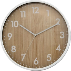 Reloj de pared 30,5 cm blanco con decoración de madera
