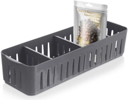 Organizador para especias con separadores extraíbles, gris 32 × 10,5 × 7 cm