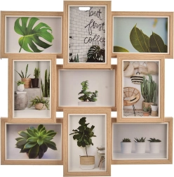 Marco de fotos de madera tipo collage para 9 fotografías 45 × 45 cm marrón