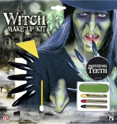 Set de bruja con maquillaje y accesorios