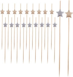 Brochetas de bambú para canapés con estrellitas 12 cm, 20 uds