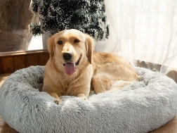 Cama de peluche para gatos y perros pequeños 50 cm – Gris