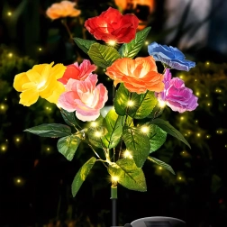 Luz solar de jardín con forma de rosa – set de 2 piezas