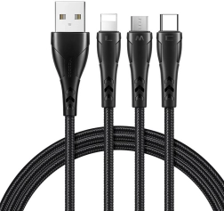 Cable de carga 3 en 1 USB a USB‑C / Lightning / Micro USB 1,2 m negro Mcdodo