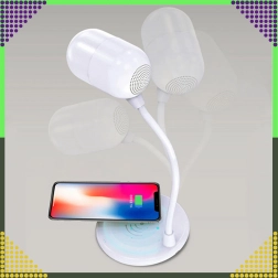 Lámpara de escritorio LED con cargador inalámbrico por inducción de 5 W y altavoz Bluetooth