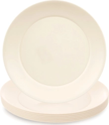 Platos de postre de plástico Sandy, color crema, 20,5 cm, 6 uds.