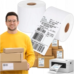 Etiquetas térmicas autoadhesivas 100 × 150 mm, blancas, 500 etiquetas por rollo, con perforación