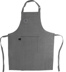 Delantal de cocina de algodón con lazos, gris