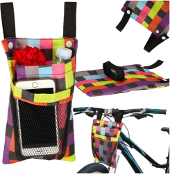 Bolsa de manillar colorida para bicicleta y patinete con bolsillo de malla para teléfono
