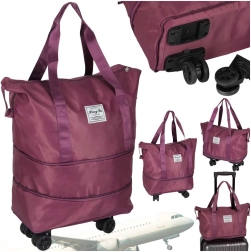 Bolsa de viaje plegable con ruedas violeta
