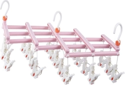 Tendedero plegable con pinzas, 19 pinzas, rosa