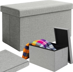 Puf plegable con almacenaje RUHHY gris 60 × 30 × 30 cm