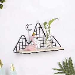 Estante decorativo de pared en color negro – motivo de montaña