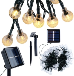 Guirnalda luminosa solar de jardín 10 m, 100 LED, blanco cálido