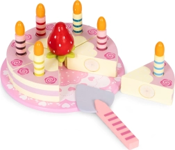 Tarta de cumpleaños de madera con velas y fresa, set de 15 piezas