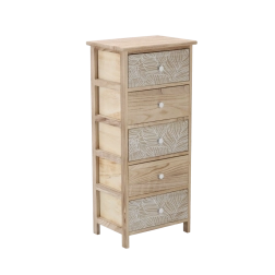 Cómoda Luiza con 5 cajones de madera de paulownia, 40 × 29 × 90 cm