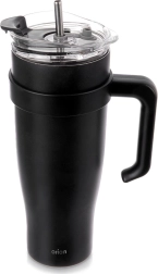 Taza térmica de acero inoxidable con asa 1,2 l negra ORION