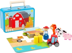 Puzle de granja de madera con figuritas en maletín metálico