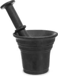 Mortero de hierro fundido para especias negro