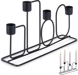 Candelabro metálico negro para 4 velas largas 27 × 7 × 16 cm