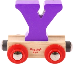 Vagón de madera con la letra Y BIGJIGS RAIL