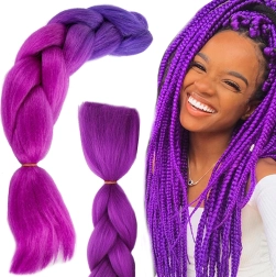 Cabello sintético en ombré morado para trenzado