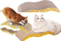 Rascador ecológico de cartón con tumbona para gatos