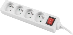 Regleta alargadora blanca de 1,5 m con 4 tomas e interruptor