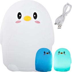 Lámpara nocturna LED infantil Pingüino RGB táctil USB