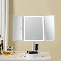 Espejo cosmético plegable con iluminación LED 3×