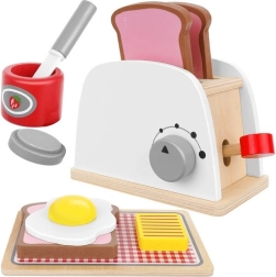 Tostadora infantil de madera con set de desayuno
