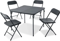 Set de jardín plegable de 5 piezas con mesa metálica y 4 sillas
