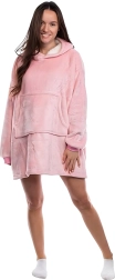Manta ponible oversize con capucha – sudadera manta unisex rosa
