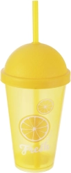 Vaso de plástico con pajita y tapa 450 ml – diseño cítrico