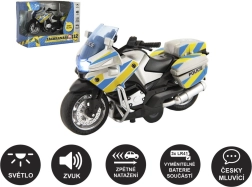 Motocicleta policial de 12 cm con luz y sonido, habla en checo
